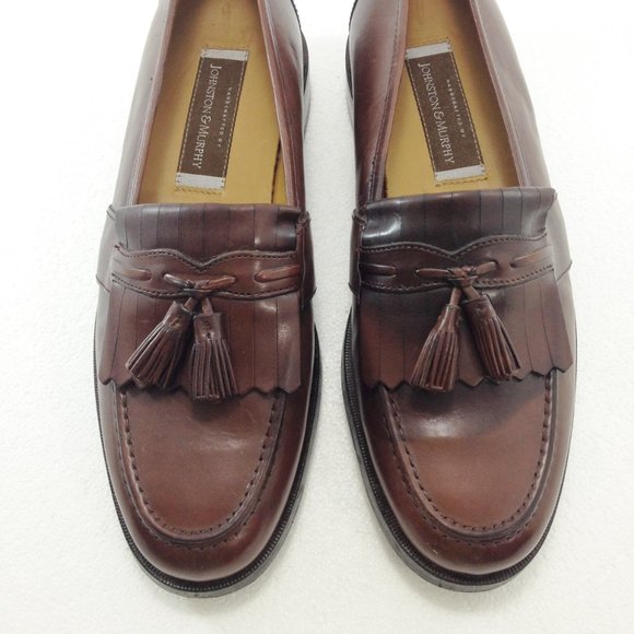 Johnston & Murphy 10.5 M Brown Leather Kiltie Tassel Loafers Handcrafted main image 4